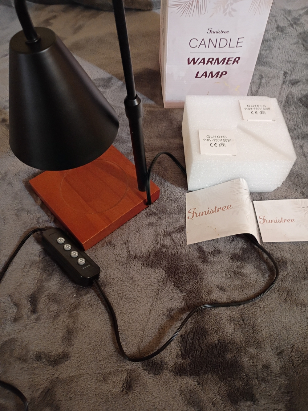Black & Wood Candle Warmer Lamp, with dimmer and timer